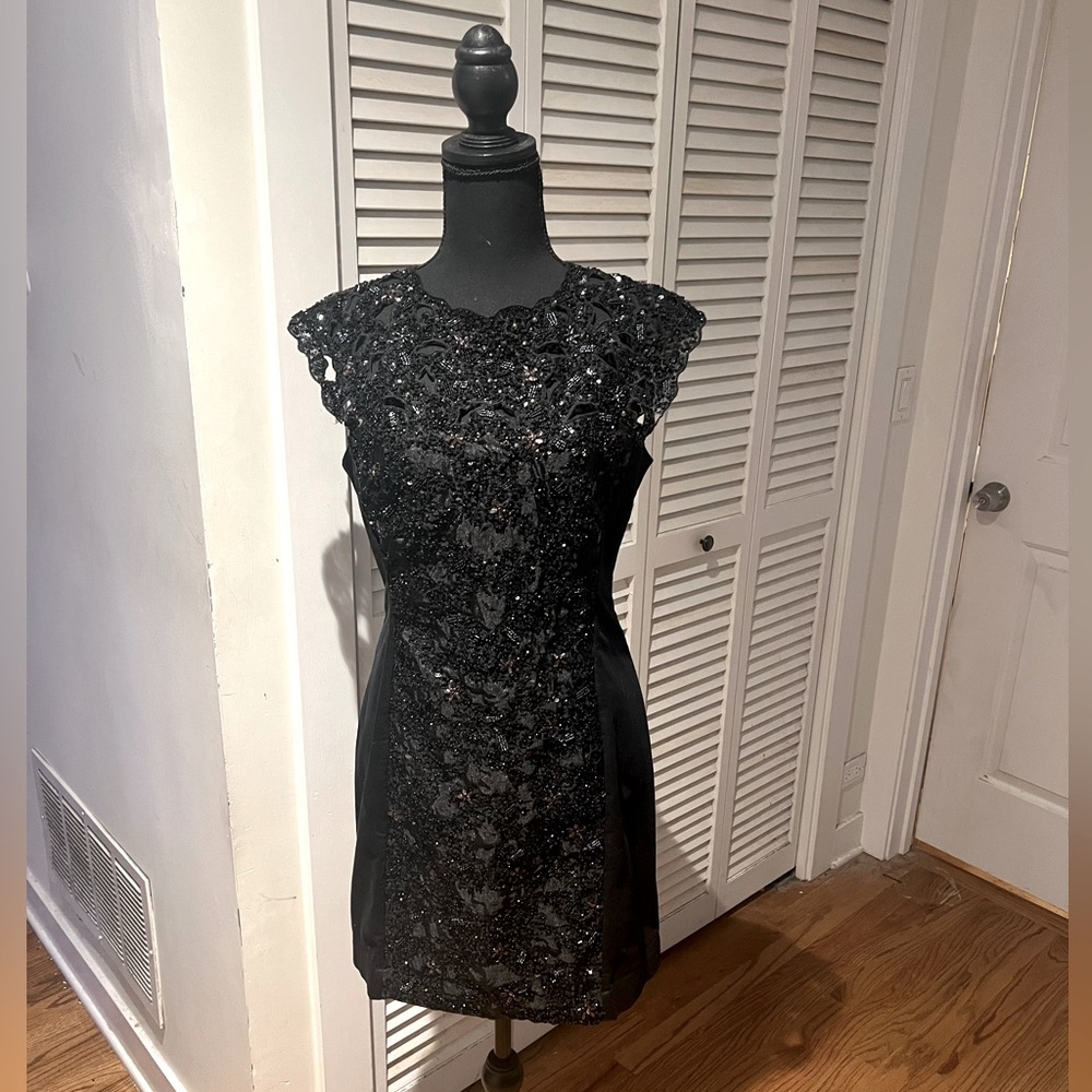 French Connection Black Beaded Party Dress - Size 8